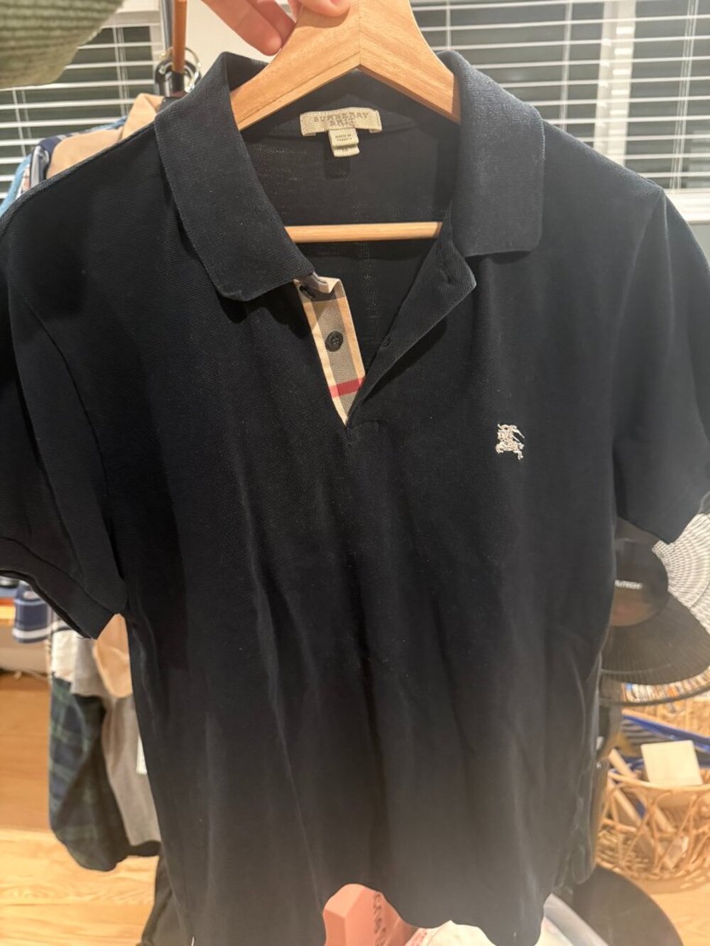 Burberry Brit Black Pique Polo Shirt Mens M